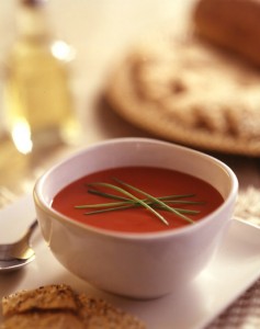 This shot uses short depth of field to bring the viewers' eye to the soup.
